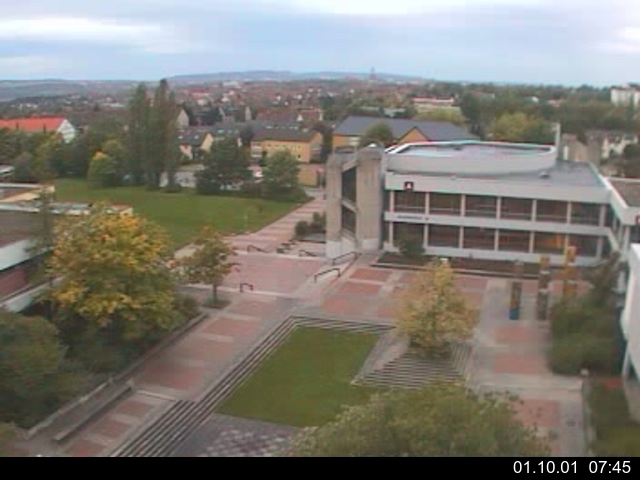 Foto der Webcam: Verwaltungsgeb&auml;ude, Innenhof mit Audimax, H&ouml;rsaal-Geb&auml;ude 1