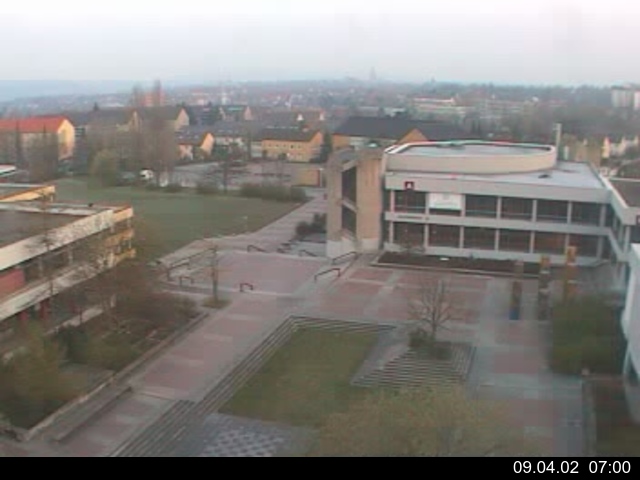 Foto der Webcam: Verwaltungsgeb&auml;ude, Innenhof mit Audimax, H&ouml;rsaal-Geb&auml;ude 1