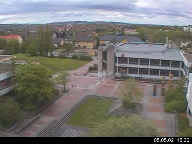 Foto der Webcam: Verwaltungsgeb&auml;ude, Innenhof mit Audimax, H&ouml;rsaal-Geb&auml;ude 1
