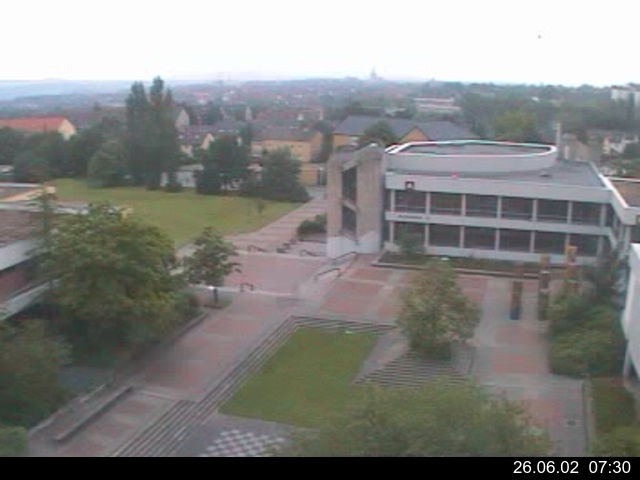 Foto der Webcam: Verwaltungsgeb&auml;ude, Innenhof mit Audimax, H&ouml;rsaal-Geb&auml;ude 1