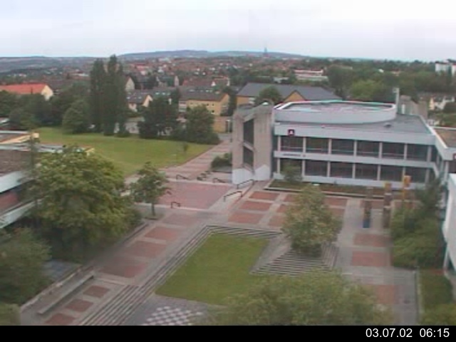 Foto der Webcam: Verwaltungsgeb&auml;ude, Innenhof mit Audimax, H&ouml;rsaal-Geb&auml;ude 1