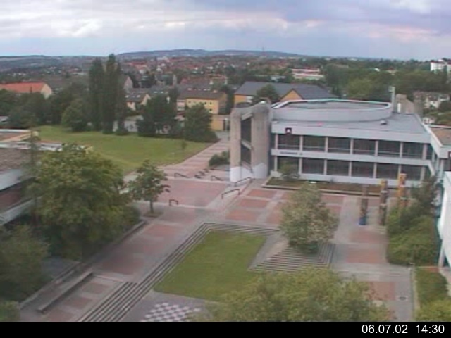 Foto der Webcam: Verwaltungsgeb&auml;ude, Innenhof mit Audimax, H&ouml;rsaal-Geb&auml;ude 1