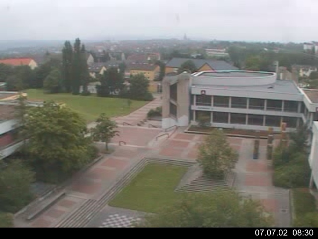 Foto der Webcam: Verwaltungsgeb&auml;ude, Innenhof mit Audimax, H&ouml;rsaal-Geb&auml;ude 1