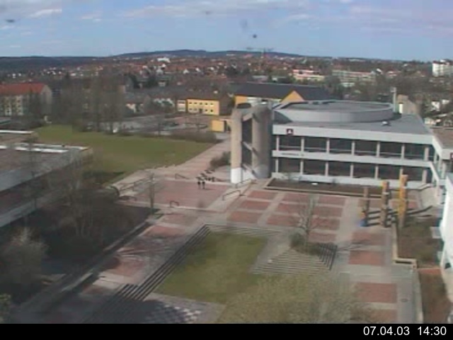 Foto der Webcam: Verwaltungsgeb&auml;ude, Innenhof mit Audimax, H&ouml;rsaal-Geb&auml;ude 1