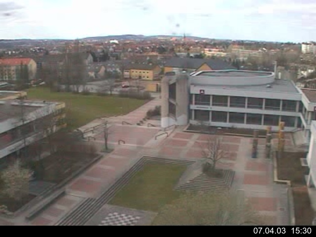 Foto der Webcam: Verwaltungsgeb&auml;ude, Innenhof mit Audimax, H&ouml;rsaal-Geb&auml;ude 1