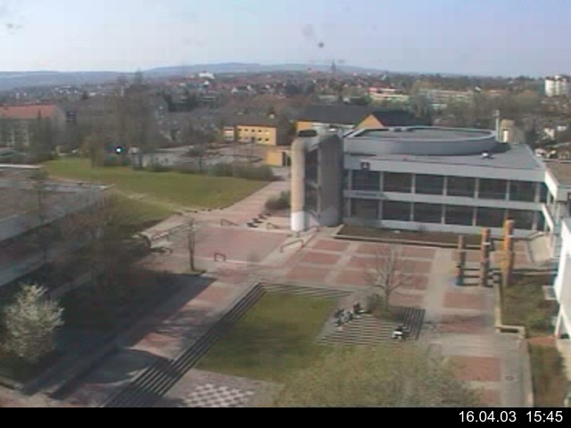 Foto der Webcam: Verwaltungsgeb&auml;ude, Innenhof mit Audimax, H&ouml;rsaal-Geb&auml;ude 1