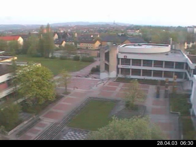 Foto der Webcam: Verwaltungsgeb&auml;ude, Innenhof mit Audimax, H&ouml;rsaal-Geb&auml;ude 1