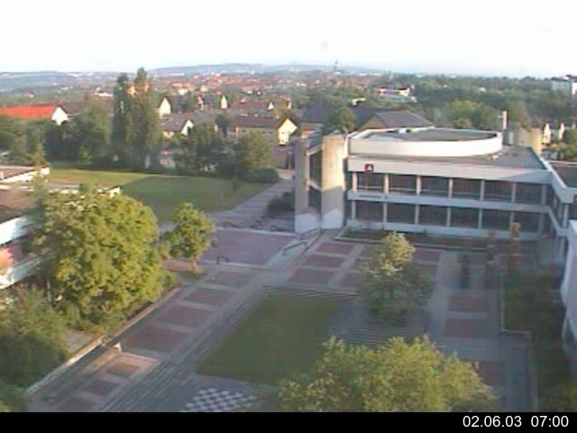 Foto der Webcam: Verwaltungsgeb&auml;ude, Innenhof mit Audimax, H&ouml;rsaal-Geb&auml;ude 1