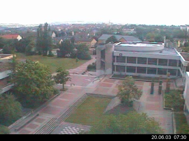 Foto der Webcam: Verwaltungsgeb&auml;ude, Innenhof mit Audimax, H&ouml;rsaal-Geb&auml;ude 1