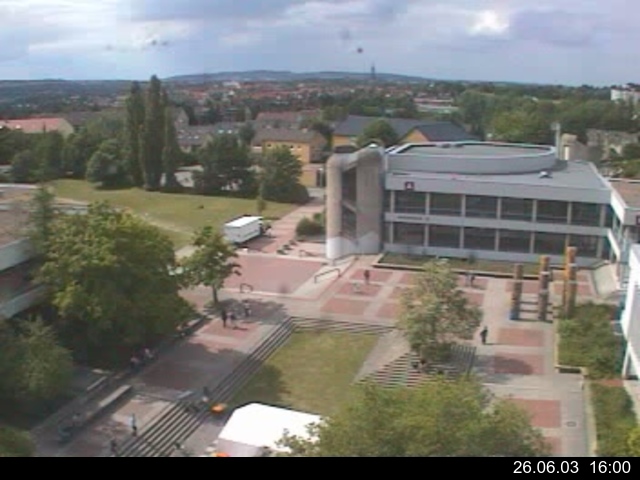 Foto der Webcam: Verwaltungsgeb&auml;ude, Innenhof mit Audimax, H&ouml;rsaal-Geb&auml;ude 1