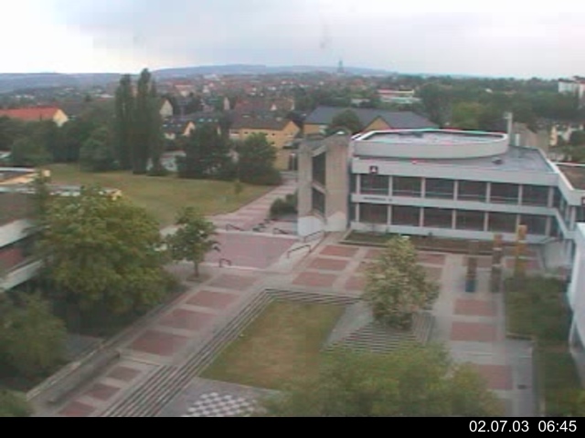 Foto der Webcam: Verwaltungsgeb&auml;ude, Innenhof mit Audimax, H&ouml;rsaal-Geb&auml;ude 1