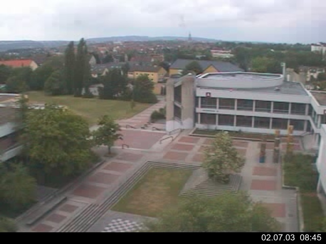 Foto der Webcam: Verwaltungsgeb&auml;ude, Innenhof mit Audimax, H&ouml;rsaal-Geb&auml;ude 1
