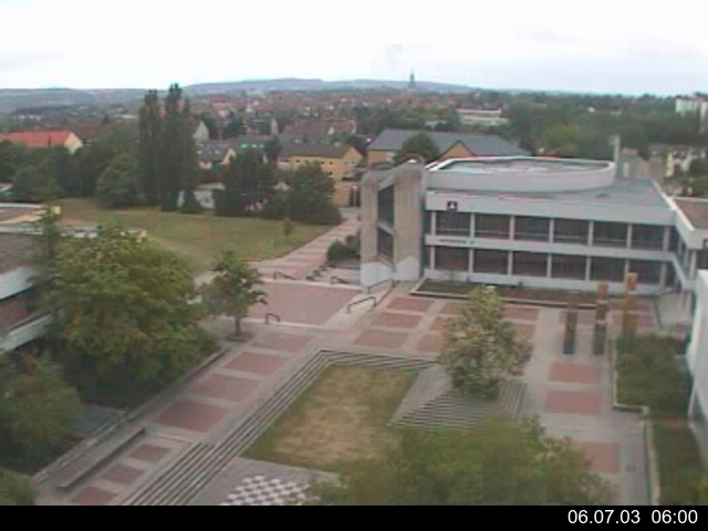 Foto der Webcam: Verwaltungsgeb&auml;ude, Innenhof mit Audimax, H&ouml;rsaal-Geb&auml;ude 1