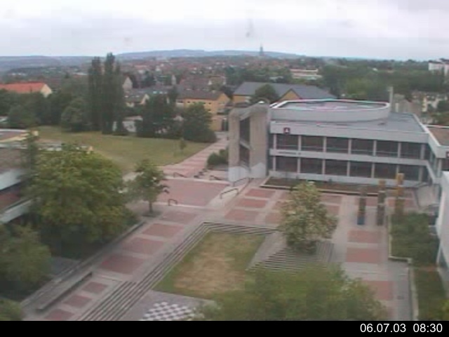 Foto der Webcam: Verwaltungsgeb&auml;ude, Innenhof mit Audimax, H&ouml;rsaal-Geb&auml;ude 1