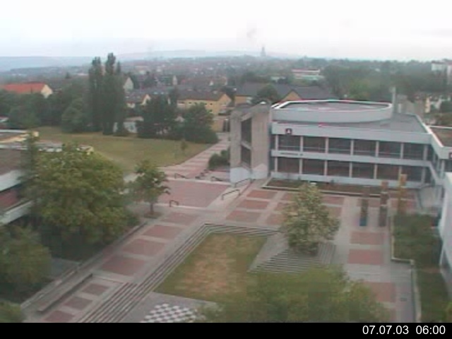 Foto der Webcam: Verwaltungsgeb&auml;ude, Innenhof mit Audimax, H&ouml;rsaal-Geb&auml;ude 1