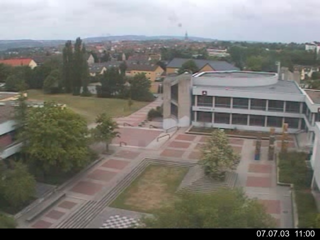 Foto der Webcam: Verwaltungsgeb&auml;ude, Innenhof mit Audimax, H&ouml;rsaal-Geb&auml;ude 1