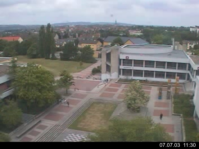 Foto der Webcam: Verwaltungsgeb&auml;ude, Innenhof mit Audimax, H&ouml;rsaal-Geb&auml;ude 1