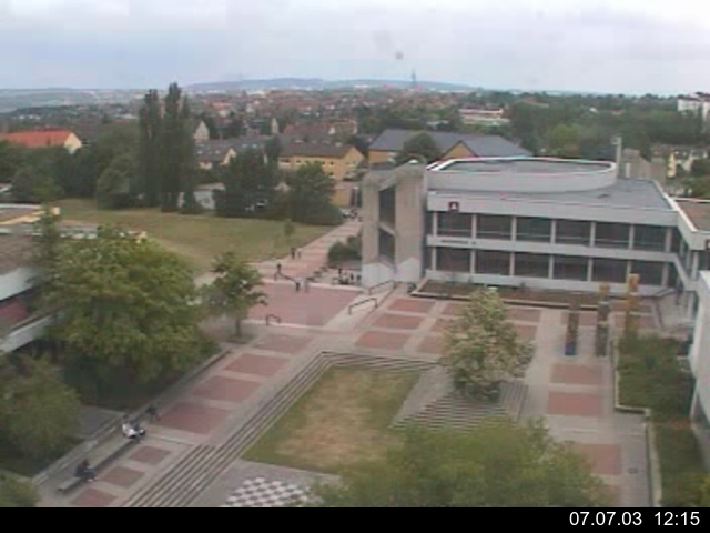 Foto der Webcam: Verwaltungsgeb&auml;ude, Innenhof mit Audimax, H&ouml;rsaal-Geb&auml;ude 1
