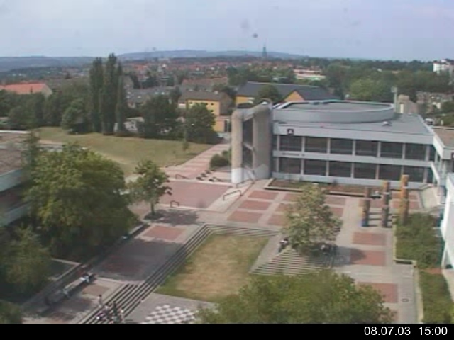 Foto der Webcam: Verwaltungsgeb&auml;ude, Innenhof mit Audimax, H&ouml;rsaal-Geb&auml;ude 1