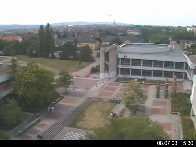 Foto der Webcam: Verwaltungsgeb&auml;ude, Innenhof mit Audimax, H&ouml;rsaal-Geb&auml;ude 1