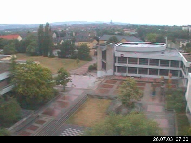Foto der Webcam: Verwaltungsgeb&auml;ude, Innenhof mit Audimax, H&ouml;rsaal-Geb&auml;ude 1