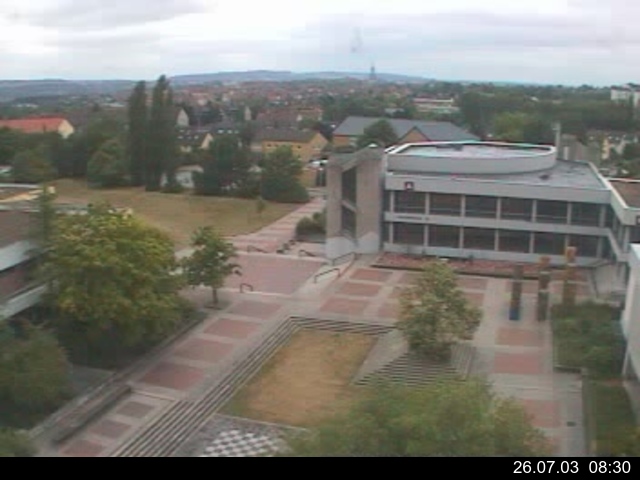 Foto der Webcam: Verwaltungsgeb&auml;ude, Innenhof mit Audimax, H&ouml;rsaal-Geb&auml;ude 1