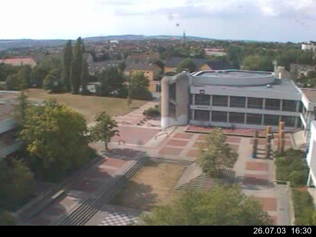Foto der Webcam: Verwaltungsgeb&auml;ude, Innenhof mit Audimax, H&ouml;rsaal-Geb&auml;ude 1