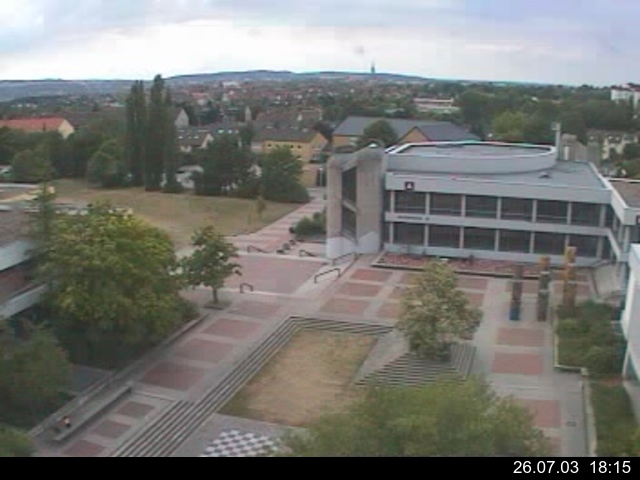 Foto der Webcam: Verwaltungsgeb&auml;ude, Innenhof mit Audimax, H&ouml;rsaal-Geb&auml;ude 1