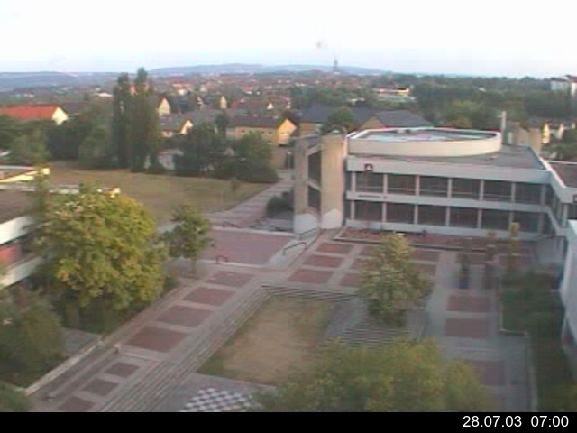 Foto der Webcam: Verwaltungsgeb&auml;ude, Innenhof mit Audimax, H&ouml;rsaal-Geb&auml;ude 1