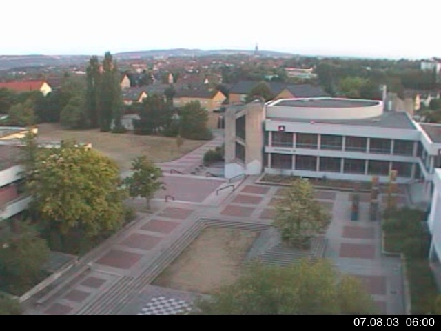 Foto der Webcam: Verwaltungsgeb&auml;ude, Innenhof mit Audimax, H&ouml;rsaal-Geb&auml;ude 1
