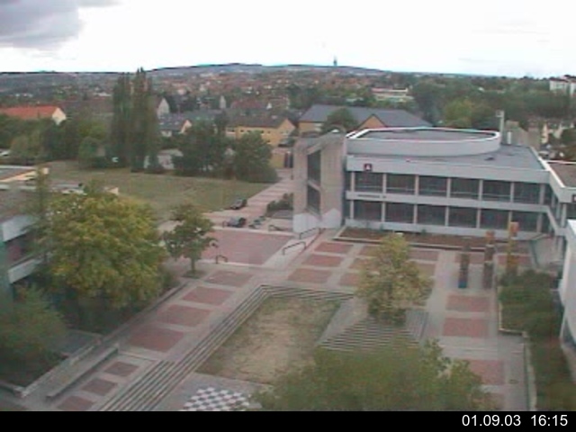 Foto der Webcam: Verwaltungsgeb&auml;ude, Innenhof mit Audimax, H&ouml;rsaal-Geb&auml;ude 1