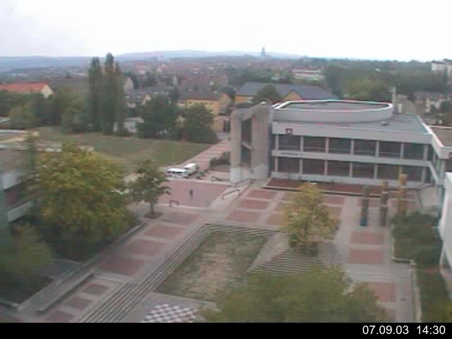 Foto der Webcam: Verwaltungsgeb&auml;ude, Innenhof mit Audimax, H&ouml;rsaal-Geb&auml;ude 1