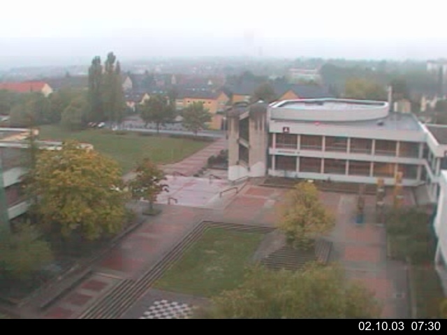 Foto der Webcam: Verwaltungsgeb&auml;ude, Innenhof mit Audimax, H&ouml;rsaal-Geb&auml;ude 1
