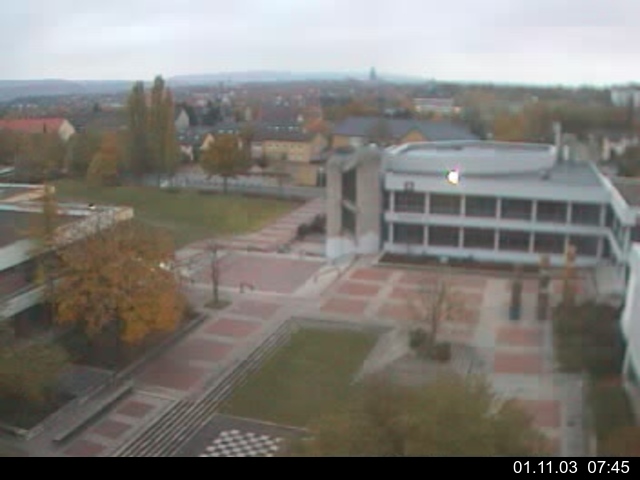 Foto der Webcam: Verwaltungsgeb&auml;ude, Innenhof mit Audimax, H&ouml;rsaal-Geb&auml;ude 1