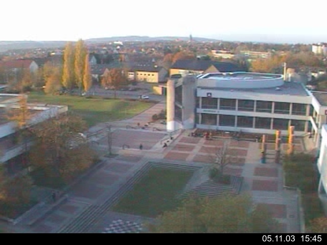 Foto der Webcam: Verwaltungsgeb&auml;ude, Innenhof mit Audimax, H&ouml;rsaal-Geb&auml;ude 1