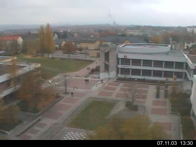 Foto der Webcam: Verwaltungsgeb&auml;ude, Innenhof mit Audimax, H&ouml;rsaal-Geb&auml;ude 1