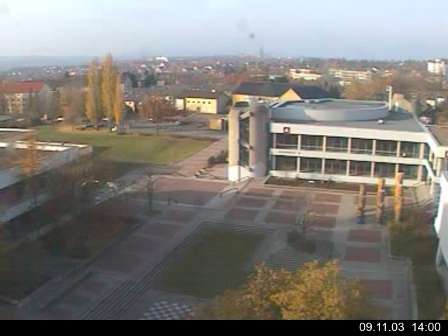 Foto der Webcam: Verwaltungsgeb&auml;ude, Innenhof mit Audimax, H&ouml;rsaal-Geb&auml;ude 1