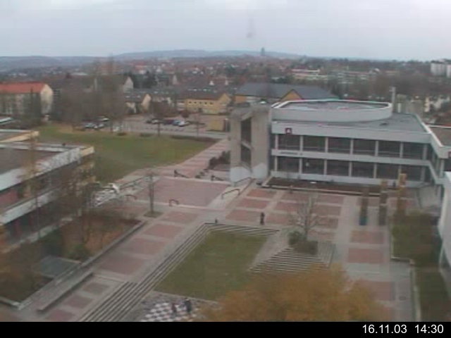 Foto der Webcam: Verwaltungsgeb&auml;ude, Innenhof mit Audimax, H&ouml;rsaal-Geb&auml;ude 1