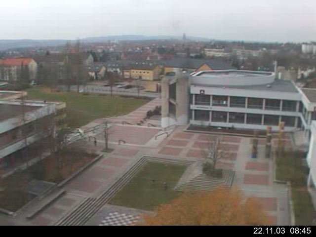 Foto der Webcam: Verwaltungsgeb&auml;ude, Innenhof mit Audimax, H&ouml;rsaal-Geb&auml;ude 1