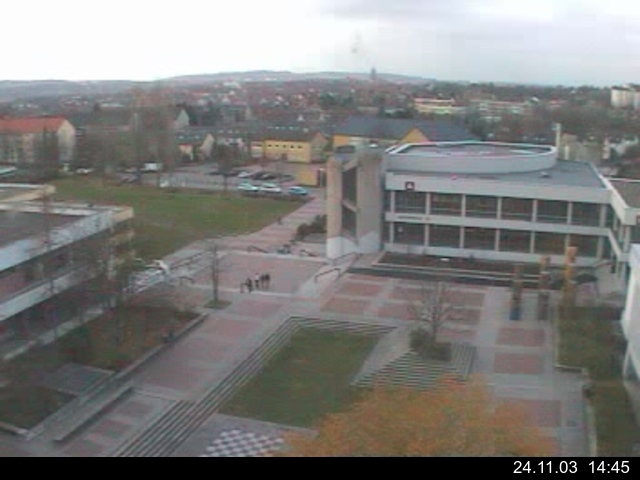 Foto der Webcam: Verwaltungsgeb&auml;ude, Innenhof mit Audimax, H&ouml;rsaal-Geb&auml;ude 1