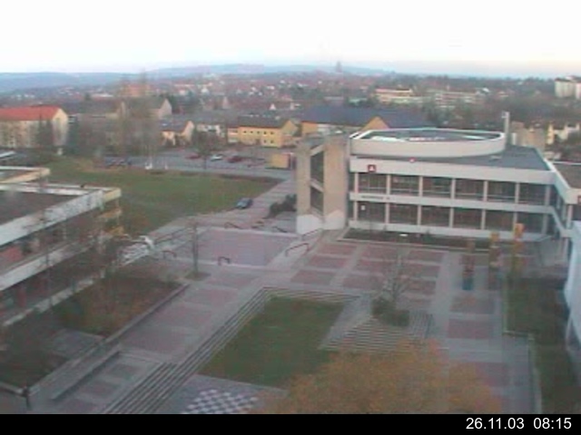 Foto der Webcam: Verwaltungsgeb&auml;ude, Innenhof mit Audimax, H&ouml;rsaal-Geb&auml;ude 1