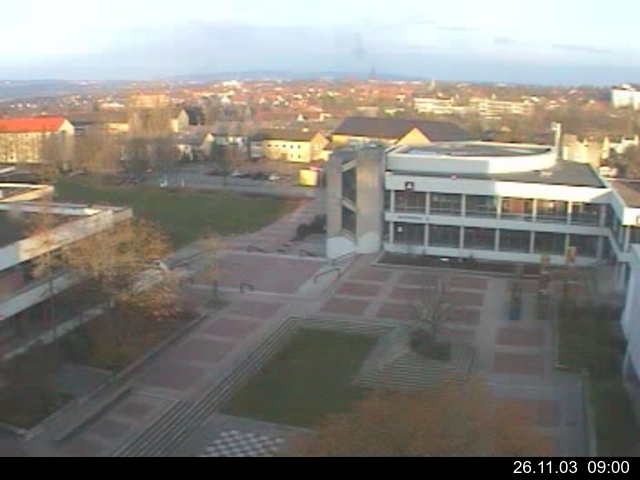Foto der Webcam: Verwaltungsgeb&auml;ude, Innenhof mit Audimax, H&ouml;rsaal-Geb&auml;ude 1