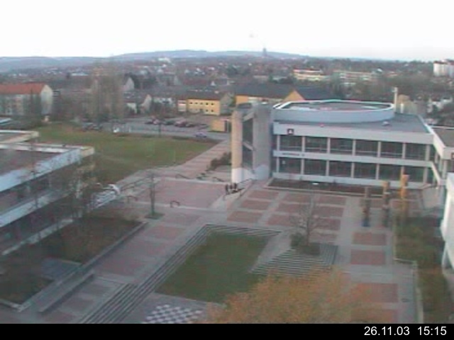 Foto der Webcam: Verwaltungsgeb&auml;ude, Innenhof mit Audimax, H&ouml;rsaal-Geb&auml;ude 1