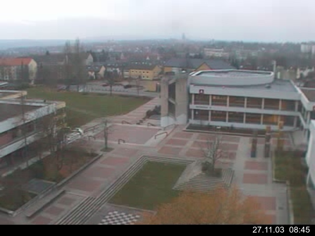 Foto der Webcam: Verwaltungsgeb&auml;ude, Innenhof mit Audimax, H&ouml;rsaal-Geb&auml;ude 1