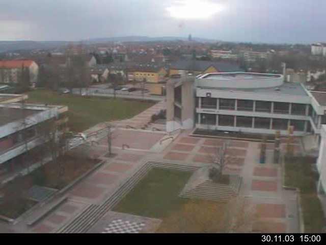 Foto der Webcam: Verwaltungsgeb&auml;ude, Innenhof mit Audimax, H&ouml;rsaal-Geb&auml;ude 1