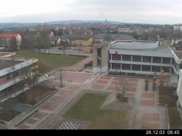Foto der Webcam: Verwaltungsgeb&auml;ude, Innenhof mit Audimax, H&ouml;rsaal-Geb&auml;ude 1