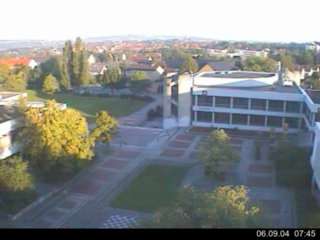 Foto der Webcam: Verwaltungsgeb&auml;ude, Innenhof mit Audimax, H&ouml;rsaal-Geb&auml;ude 1