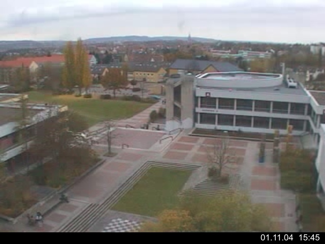 Foto der Webcam: Verwaltungsgeb&auml;ude, Innenhof mit Audimax, H&ouml;rsaal-Geb&auml;ude 1
