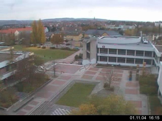 Foto der Webcam: Verwaltungsgeb&auml;ude, Innenhof mit Audimax, H&ouml;rsaal-Geb&auml;ude 1