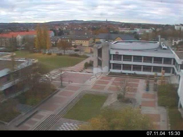 Foto der Webcam: Verwaltungsgeb&auml;ude, Innenhof mit Audimax, H&ouml;rsaal-Geb&auml;ude 1